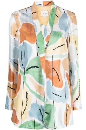 ALYSI Colourful graphic-print silk blazer