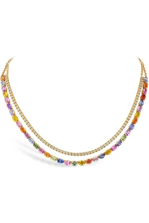 Pragnell 18kt rose gold Rainbow Fancy sapphire and diamond two-row necklace