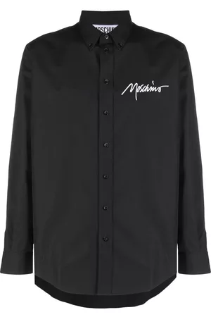 Moschino Homem Camisas de Manga comprida - Logo-embroidered longsleeved cotton shirt