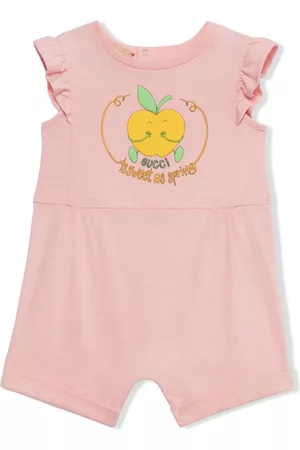 Gucci Menina Pijamas Macacão - Apple-print ruffle-cuff romper