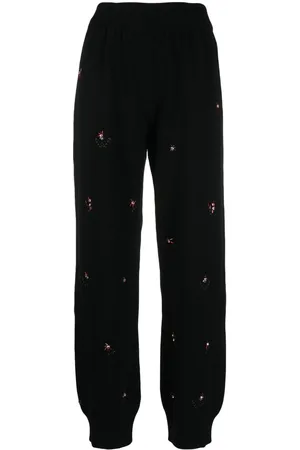 Barrie Floral-embroidered cashmere trousers