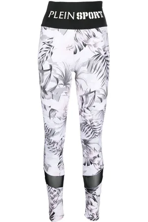 Philipp Plein Logo-waistband floral-print leggings