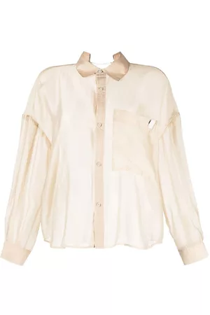 Izzue Mulher Camisas de Ganga - Semi-sheer lyocell blend shirt