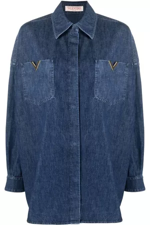 Valentino V-plaque chambray denim shirt