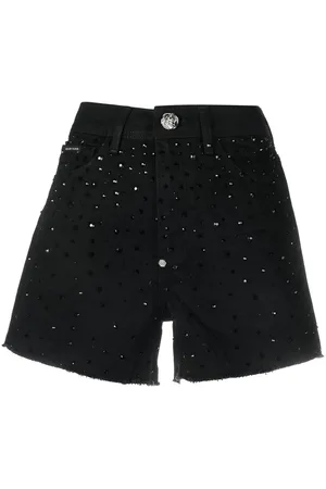 Philipp Plein Crystal-embellished denim shorts