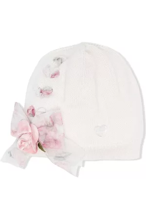 MONNALISA Chapéus - Floral bow-detail knitted cap