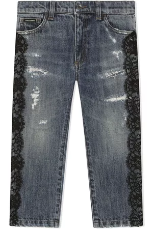 Dolce & Gabbana Kids Lace-detail straight-leg jeans