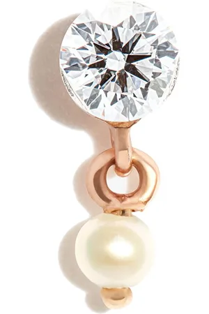 Maria Tash 18kt rose gold diamond and pearl stud earring