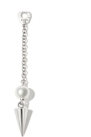Maria Tash 18kt white gold Spike pearl drop earring