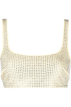 Patrizia Pepe Crystal embellished crop tank top