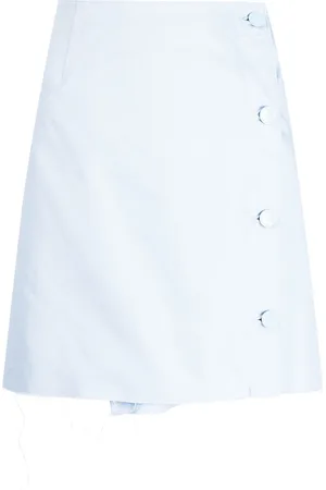 RAF SIMONS Frayed-hem denim miniskirt