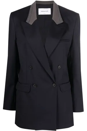 Fabiana Filippi Contrast-collar double-breasted blazer