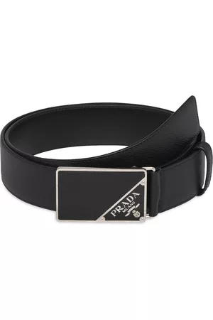 Prada Saffiano logo buckle belt