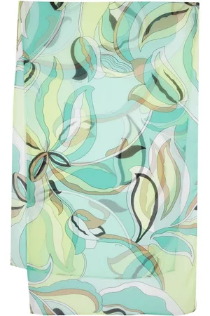 Pinko Mulher Cachecóis & Echarpes - Leaf-print satin scarf