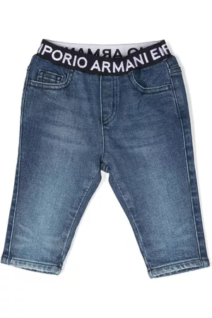 Emporio Armani Menino Calças Justas - Logo-waistband slim jeans
