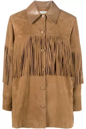 Sandro Mulher Casacos de Pele & Couro - Fringed buttoned leather jacket