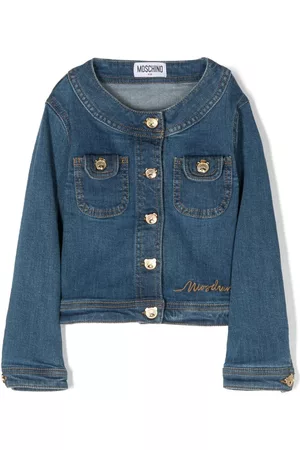 Moschino Menina Jaquetas jeans - Embroidered-logo denim jacket