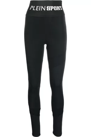 Philipp Plein Mulher Calças - Logo-waistband high-waisted leggings