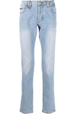 Philipp Plein Super Straight-cut stonewashed jeans