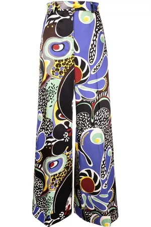 Moschino Mulher Calças à Boca-de-sino - Abstract pressed-crease palazzo pants