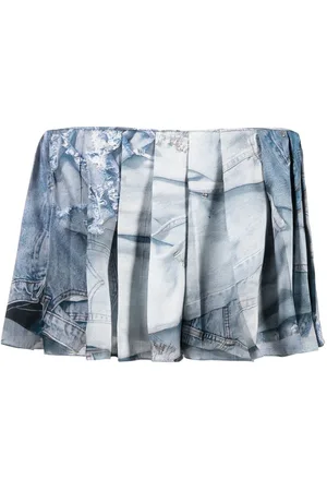 Natasha Zinko Denim-print pleated skort