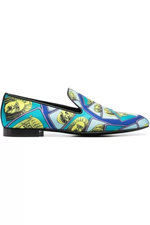 VERSACE Homem Oxford & Moccassins - Baroque-print leather loafers