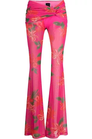 Pinko Mulher Calças Estampadas - Chippewa semi-sheer floral trousers
