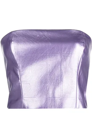 ROTATE Metallic strapless cropped top