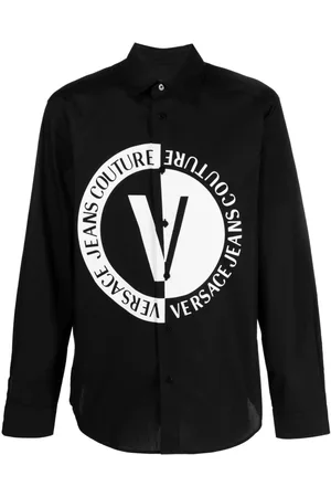VERSACE Homem Camisa Formal - V-Emblem logo-print shirt