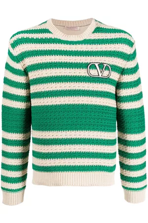 VALENTINO Crochet-knit striped jumper