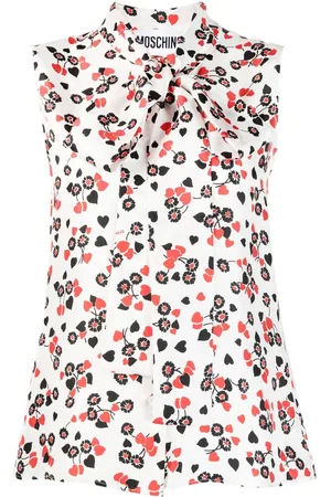 Moschino Floral-print pussy-bow collar top