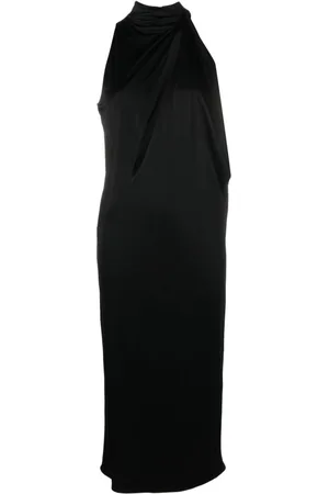 VERSACE Slashed halterneck midi dress