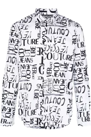 VERSACE Flocked-logo long-sleeve shirt