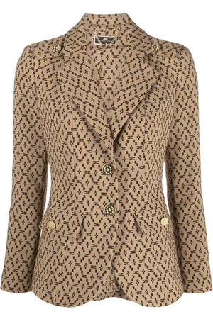 Elisabetta Franchi Diamond-print double-breasted blazer