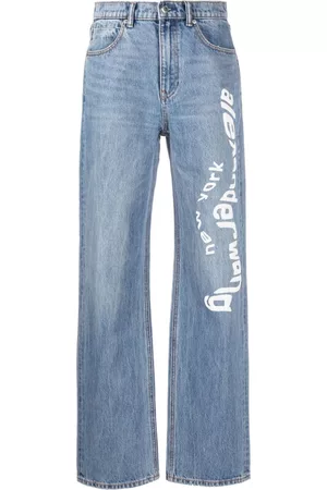 Alexander Wang Mulher Calças de ganga Retas - Logo-print straight-leg jeans