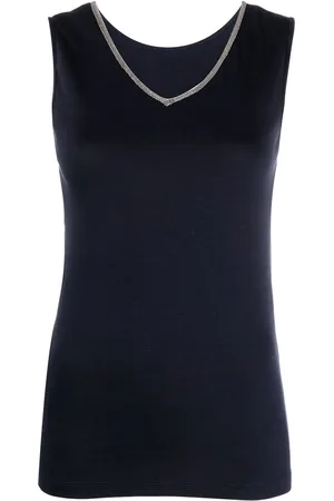 Fabiana Filippi Bead-embellished V-neck tank top