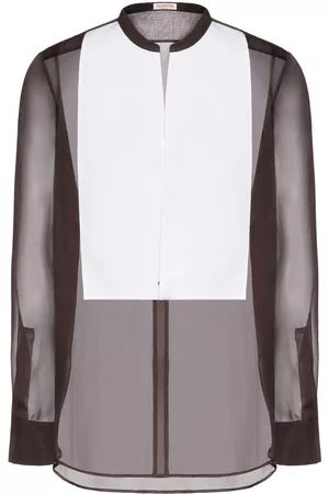 VALENTINO Contrast-panel sheer shirt