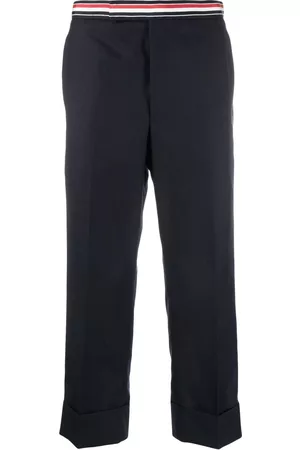 Thom Browne Homem Calças Formal - RWB-waistband cropped tailored trousers