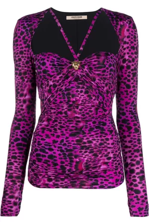 Roberto Cavalli Mulher T shirts leopardo - Leopard-print cut-out top
