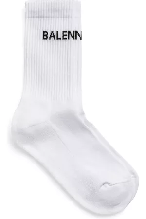 Balenciaga Homem Meias - Logo intarsia-knit ribbed socks