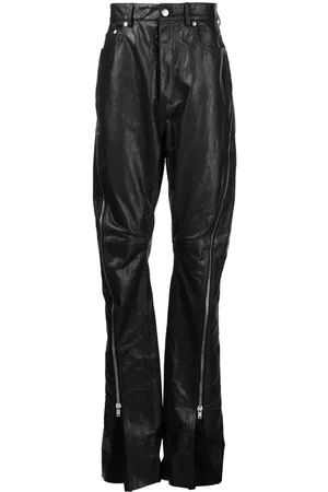 Rick Owens Homem Calças em Pele - Leather wide-leg trousers