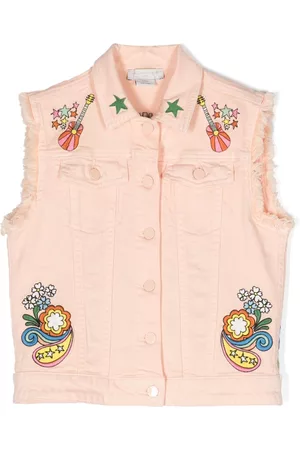 Stella McCartney Menina Coletes - Embroidered-design frayed gilet