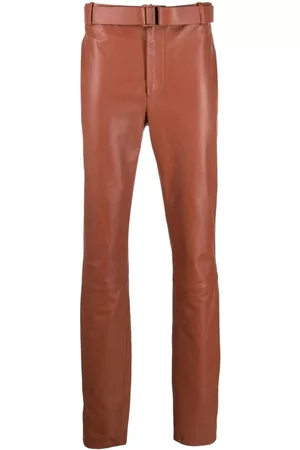 OFF-WHITE Homem Calças em Pele - Lea buckled leather trousers