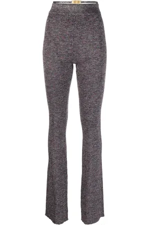 GCDS Lurex-detailing flared knitted trousers