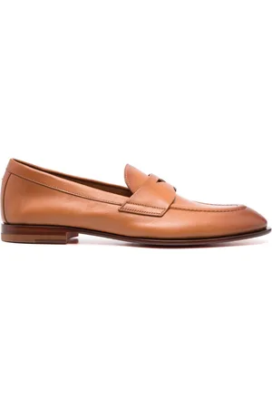 santoni Flat-sole leather loafers