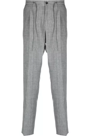 corneliani Homem Calças - Prince of Wales-print drawstring trousers
