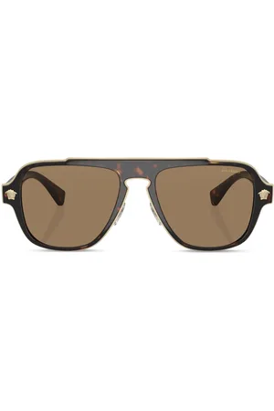 VERSACE Tortoiseshell-effect pilot-frame sunglasses