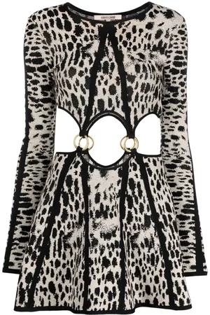 Roberto Cavalli Leopard-print cut-out mini dress