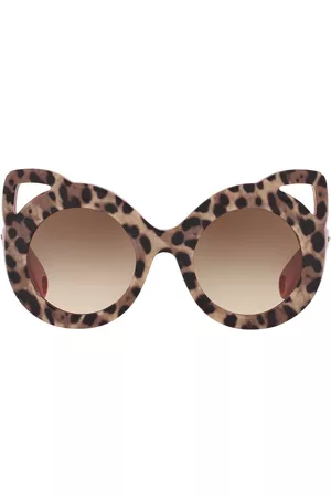 Dolce & Gabbana Menina Óculos de Sol - Leopard-print round-frame sunglasses