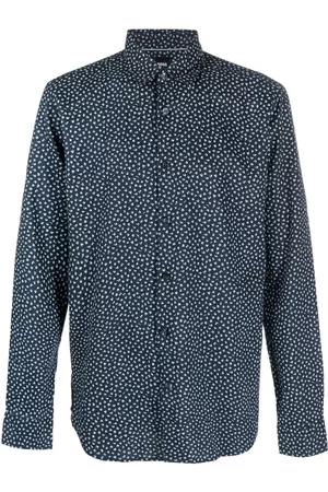 HUGO BOSS Homem Camisa Formal - Abstract-print linen shirt